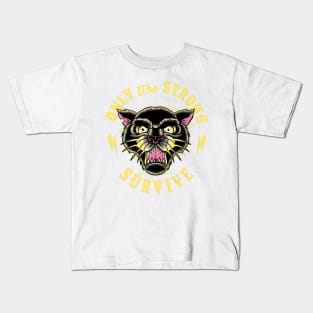 Black Panther Cat Strong Survive Tattoo Kids T-Shirt